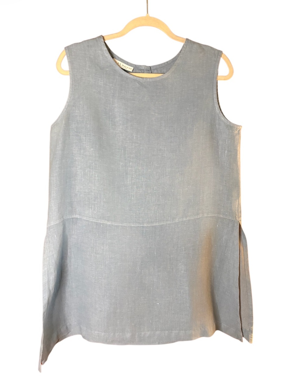 Sleeveless Light Blue Linen Tunic Top